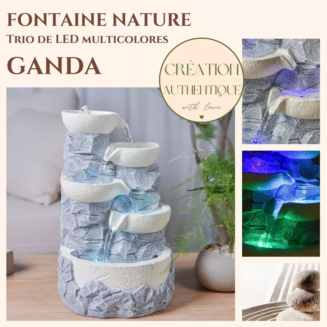 Springbrunnen Ganda-Kaskade – Kaskadenbrunnen mit Natursteineffekt