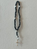 Chapelet fait main obsidienne neige et howlite