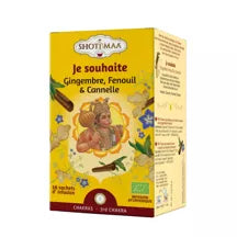 Tisane & Thé Bio Je Souhaite Gamme Chakra - Gingembre stimulant, fenouil doux et cannelle réconfortante