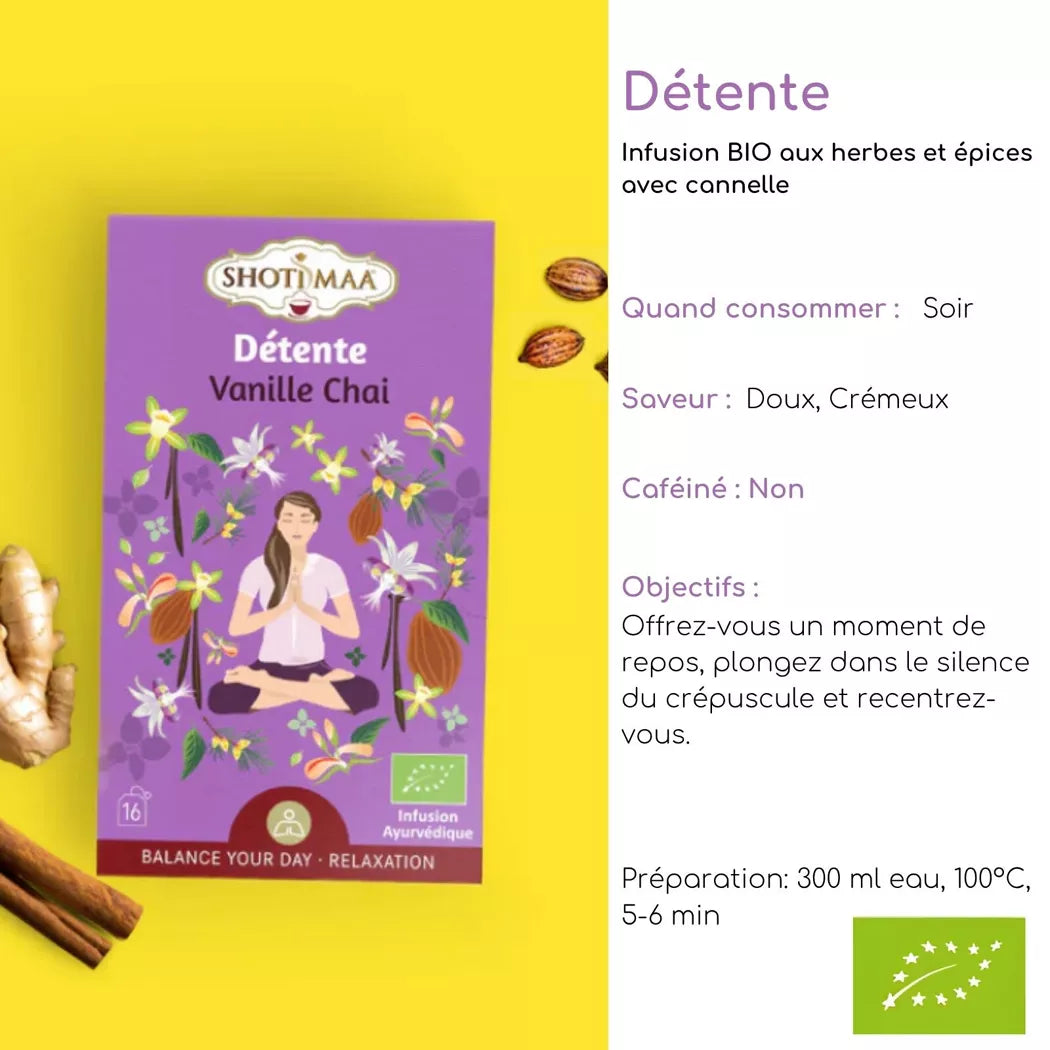 Tisane Bio Détente – Infusions Naturelles Chai Vanille