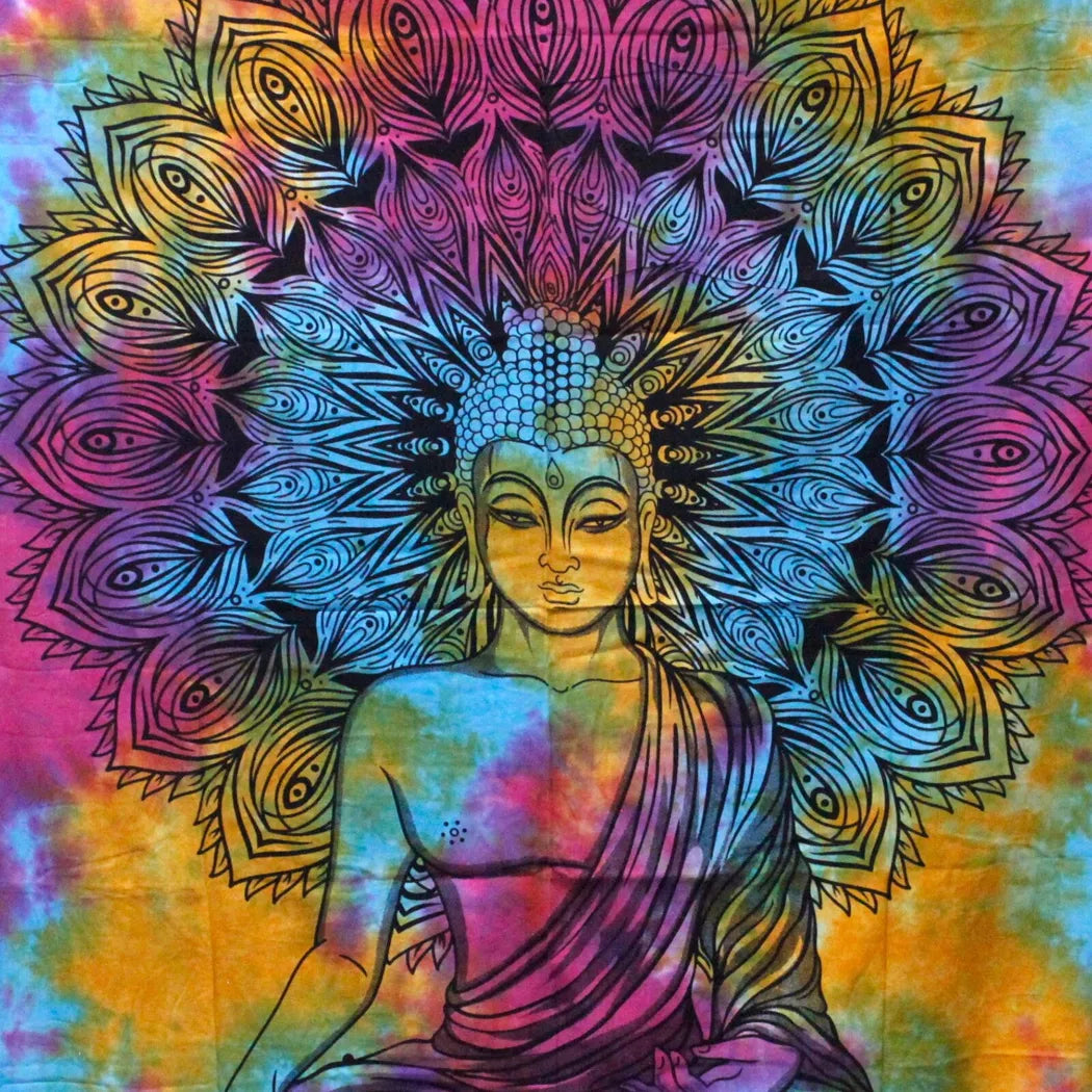 Doppelbettüberwurf aus Baumwolle oder Wandbehang – Friedlicher Buddha