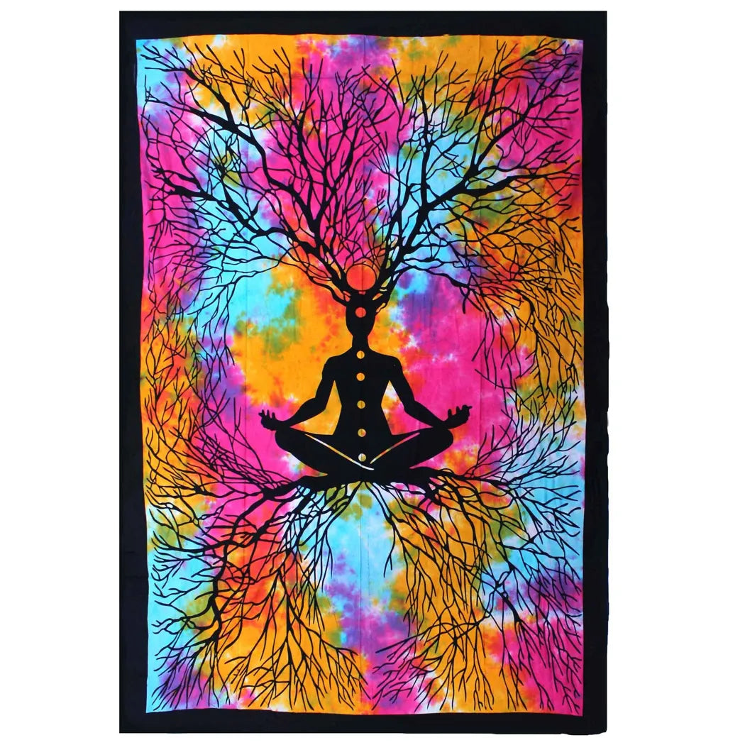 Yoga-Baum Baumwolltagesdecke für Einzelbett oder Wandteppich